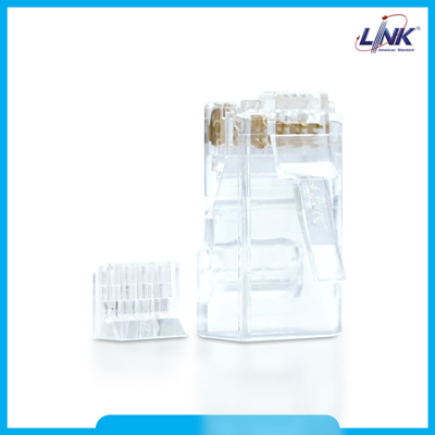 CAT 6 RJ45 PLUG (ตัวผู้), 2 layer with pre-insert bar ,  สีใส บรรจุ 10 หัว/Pkg