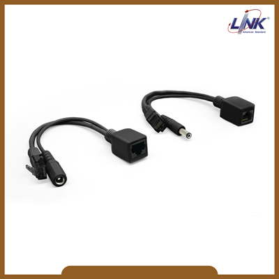 PoE Cable SEPARATOR 9 - 24 V (Data + Power Plug & Jack 2.5 mm.) , Black   , 100Base-TX