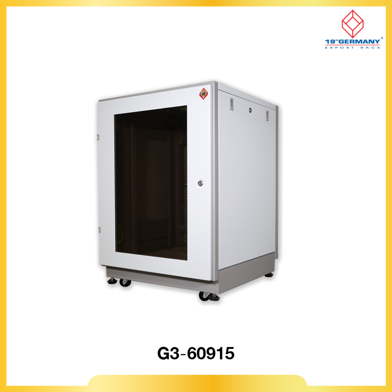 19” GERMAN RACK 15U, (60 x 90 cm.) Two-Tone White-Gray 60 x 90 x 85