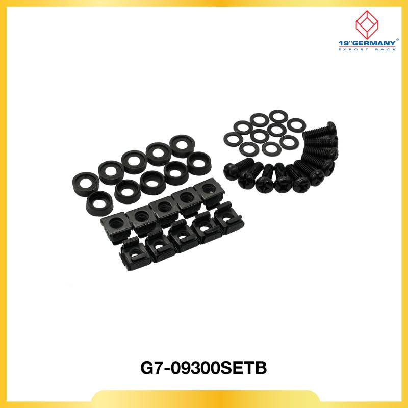 SCREW M6 + CAPTIVE NUT M6 +Plastic washer + Metal gasket ( Black ) (บรรจุ 10 ตัว/Pkg)