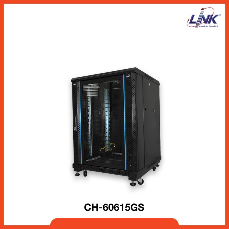 LINK 19” GLASS RACK 27U, (60 x 90 cm.) Black 60 x 90 x 140