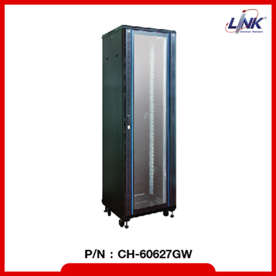 LINK 19” GLASS-WAVE RACK 42U, (80 x 80 cm.) Black 80 x 80 x 207