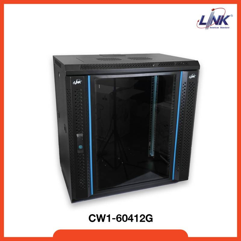 LINK 19” GLASS WALL RACK 12U, ลึก 40 cm., 1 ตอน  60 x 40 x 64.0